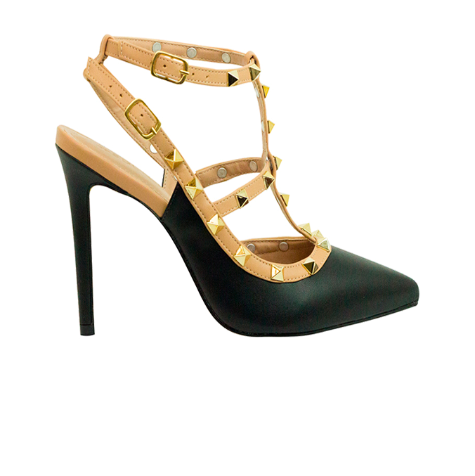 Scarpin Mona High Preto/nude