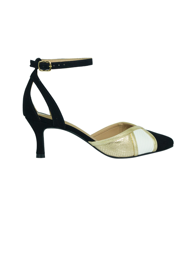 Scarpin Maria 5 Preto/dourado