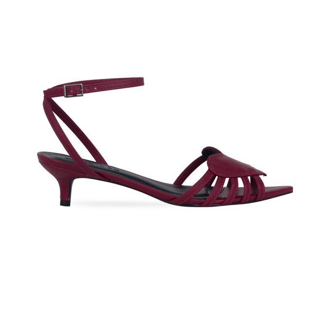 Sandálias Dixie Vinho com Tiras e Salto 4cm