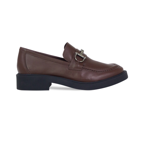 Mocassim Claudia Marrom com Bridão e Solado Trend – Couro Premium