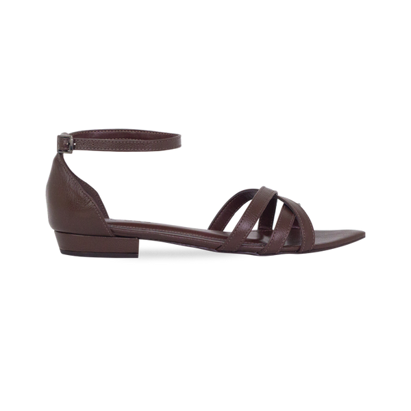 Rasteira Diane Flat Np Marrom com Salto Baixo e Design Minimalista