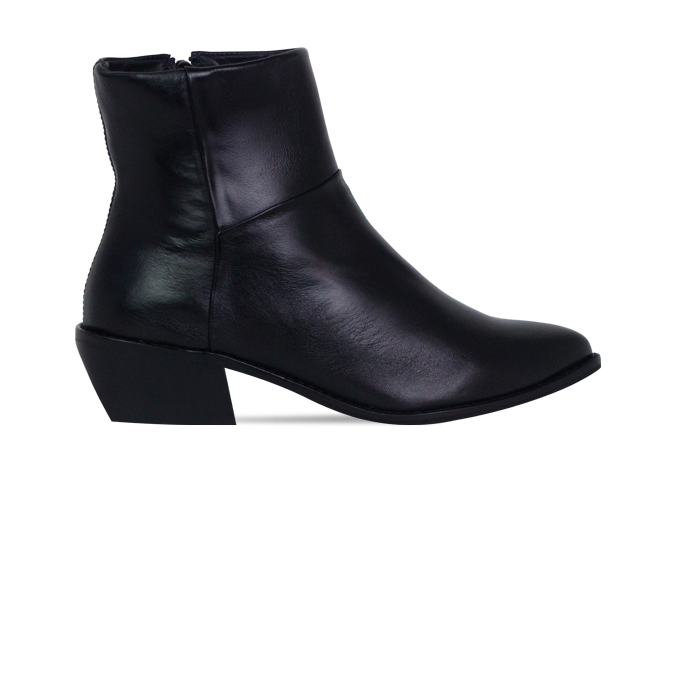 Bota Rebeca Preto Cano Médio em Couro Premium