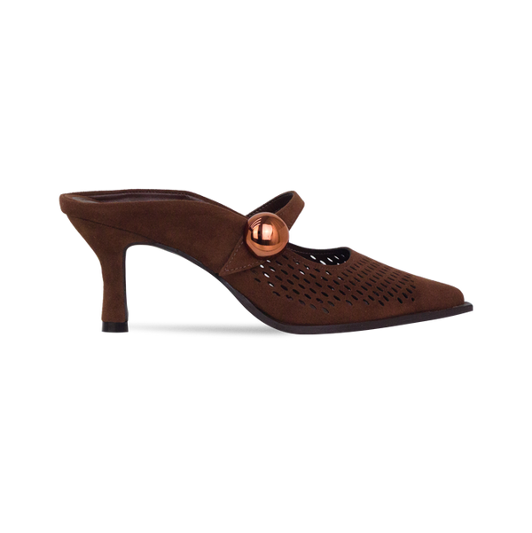 Scarpin Angel Marrom com Recortes Vazados e Salto 7cm