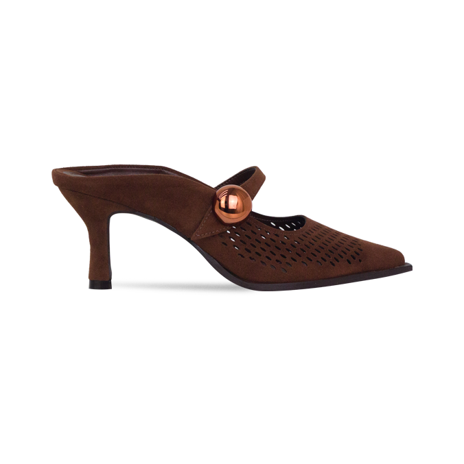 Scarpin Angel Marrom com Recortes Vazados e Salto 7cm