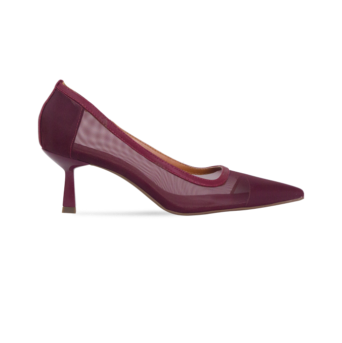 Scarpin Lauren Vinho com Tela e Salto de 6 cm nas Cores do Inverno