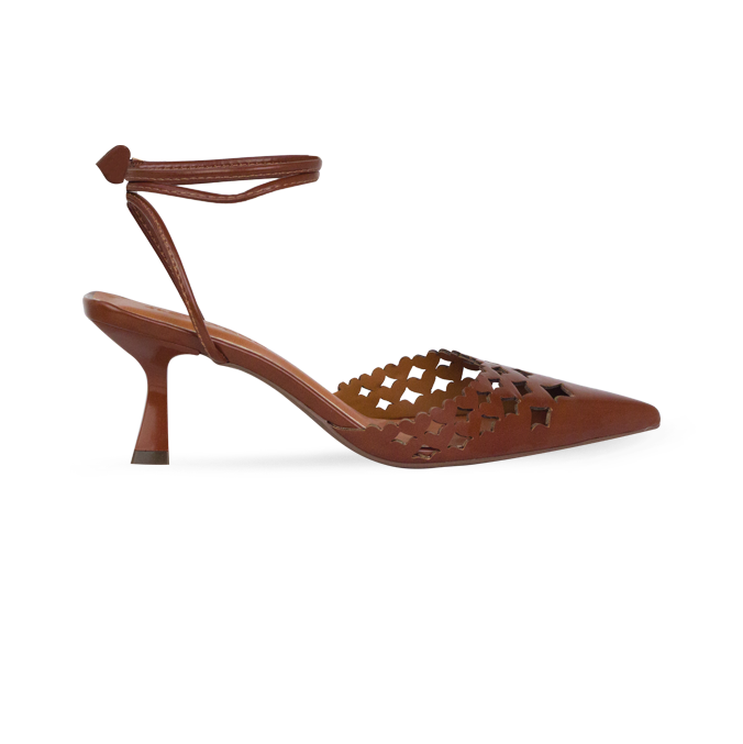 Scarpin Antonela Whisky com Vazados e Amarração