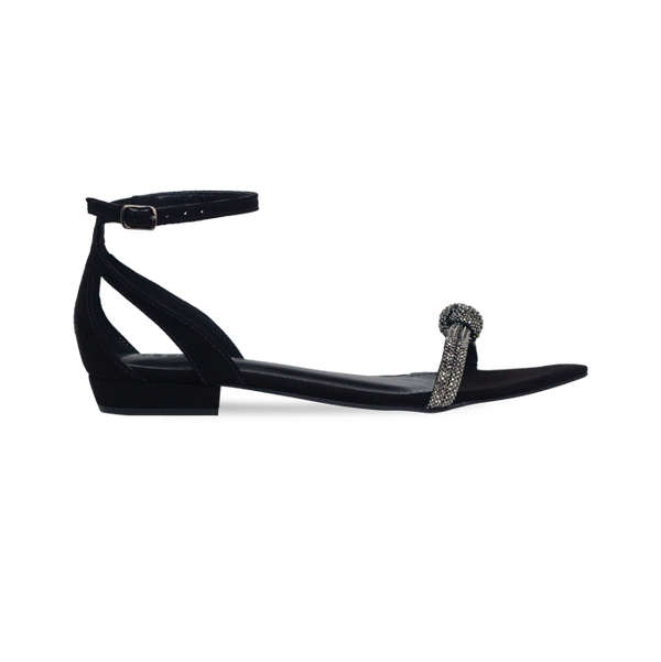 Rasteiras Flavia Flat Preto Sofisticação em Cada Detalhe