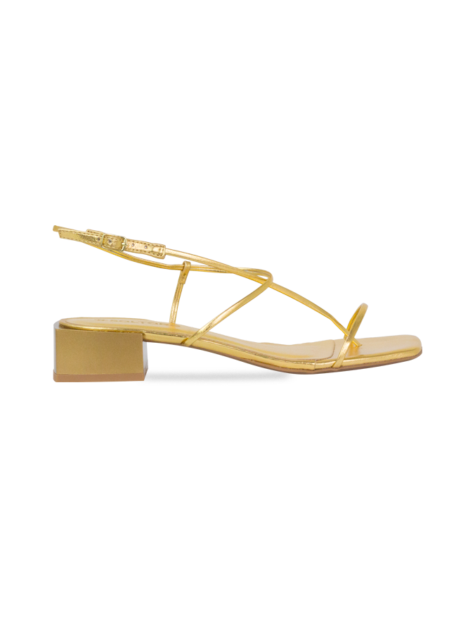 Sandálias Taina Dourado – Design Clean, Elegância Máxima