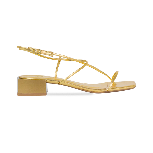 Sandálias Taina Dourado – Design Clean, Elegância Máxima