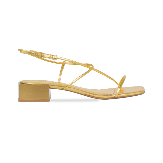 Sandálias Taina Dourado – Design Clean, Elegância Máxima