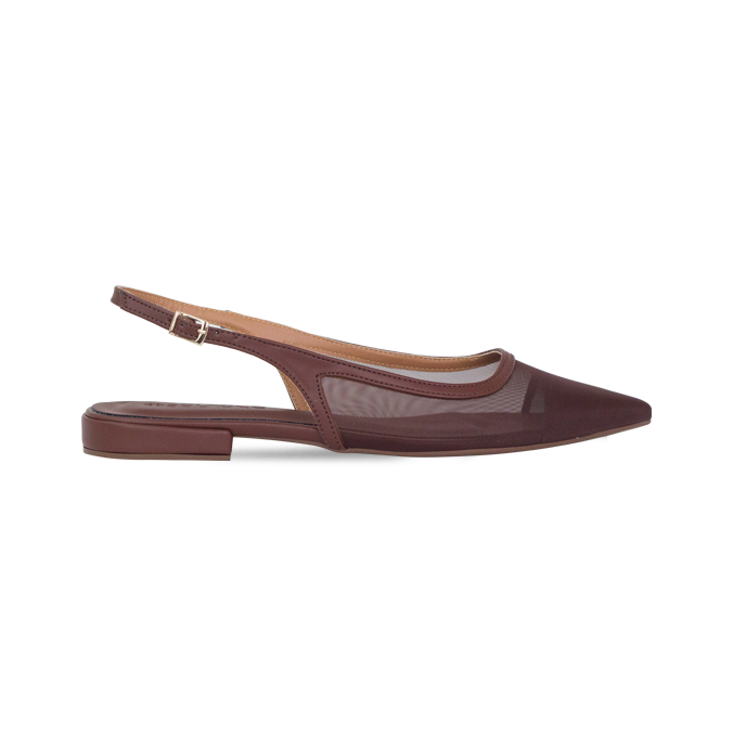 Sapatilhas Janaina Sap Marrom com Tela e Salto 1,5cm