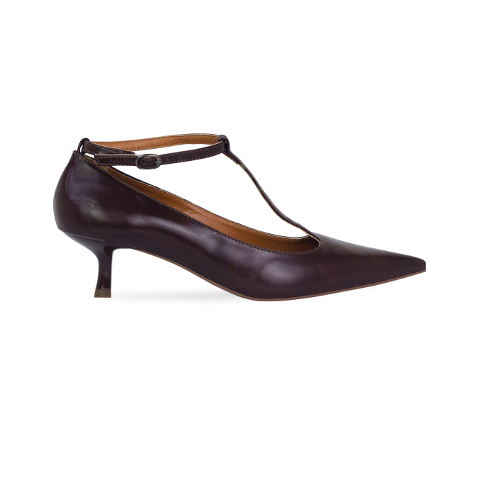 Scarpin Mia Marrom com T-Bar e Salto 5cm