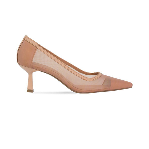 Scarpin Lauren Nude com Tela e Salto de 6 cm nas Cores do Inverno