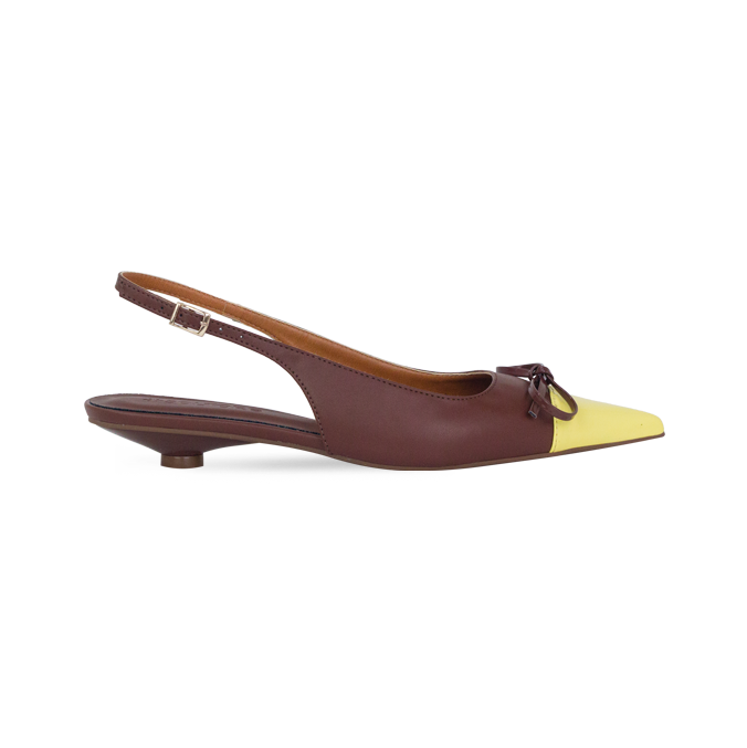 Scarpin Clotilde Marrom/Amarelo