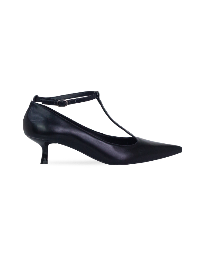 Scarpin Mia Preto com T-Bar e Salto 5cm
