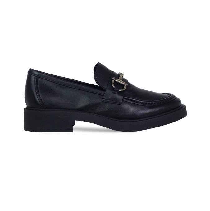 Mocassim Claudia Preto com Bridão e Solado Trend – Couro Premium