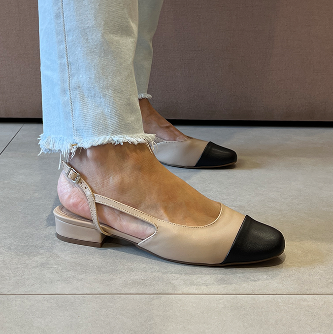 Sapatilha Vonda Flat Amendoa/Preto