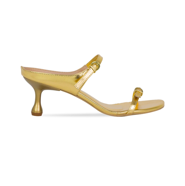 Sandálias Cristal Dourado com salto taça de 6 cm