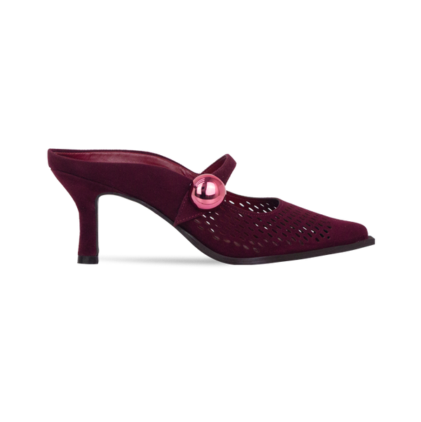 Scarpin Angel Vinho com Recortes Vazados e Salto 7cm
