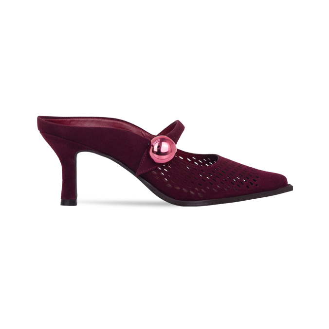 Scarpin Angel Vinho com Recortes Vazados e Salto 7cm