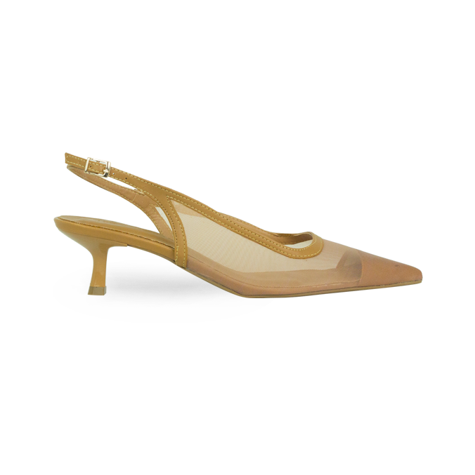 Scarpin Janaina New Capuccino Tela e Salto 5cm