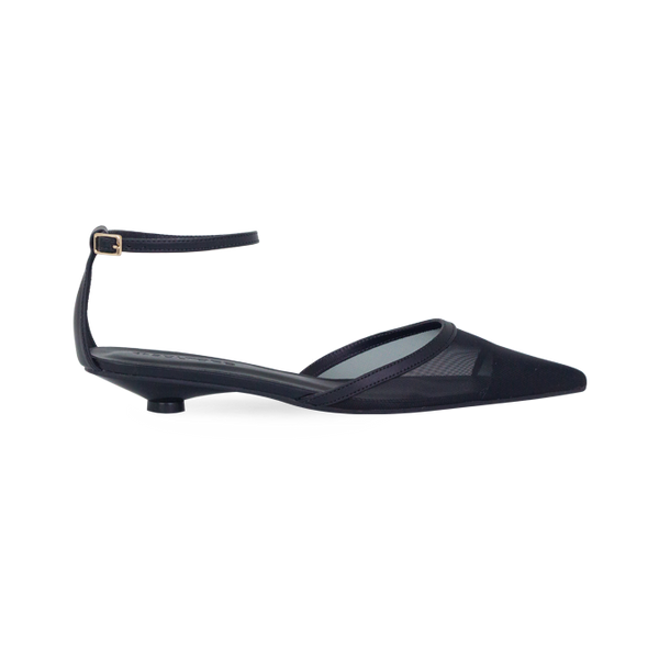 Scarpin Nina Preto com Tela e Tira no Tornozelo – Nina, a Elegância do Inverno