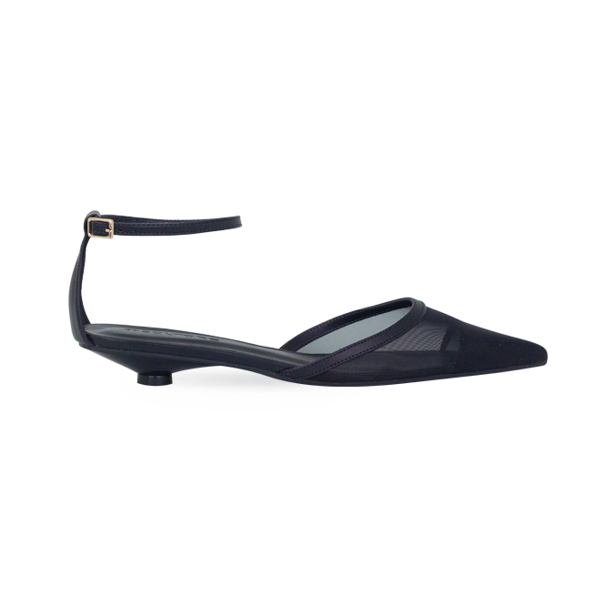 Scarpin Nina Preto com Tela e Tira no Tornozelo – Nina, a Elegância do Inverno