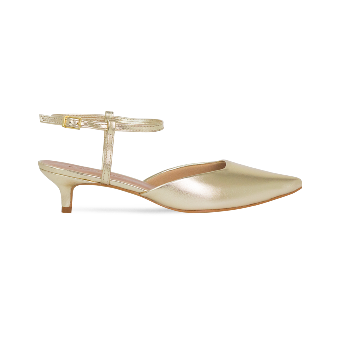 Scarpin Slingback Naura Dourado com Salto de 4cm