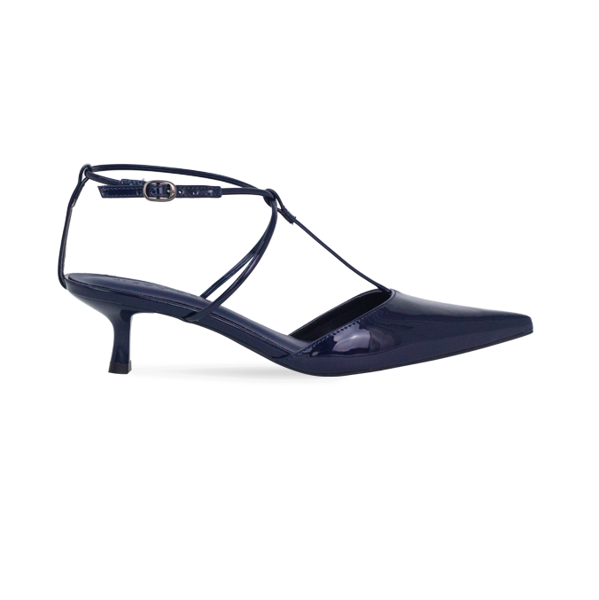 Scarpin Misty New Azul Verniz e salto de 5cm