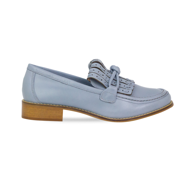Mocassim Soho Azul com Franja Artesanal