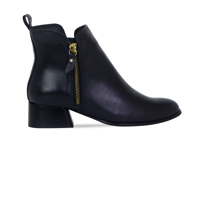 Botas Mirela Preto com salto 4cm e detalhe de zíper dourado