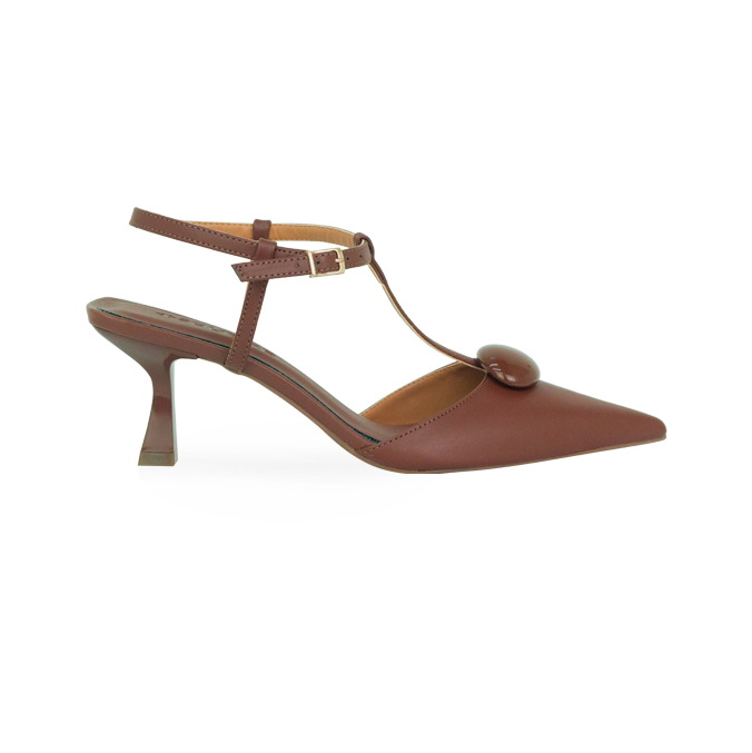Scarpin Kiara Marrom com Detalhe Monocromático