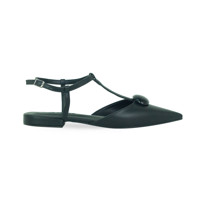 Sapatilhas Kiara Sap Preto com Bico Fino e Pulseira