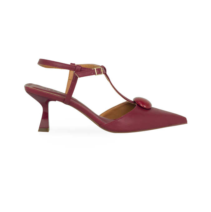 Scarpin Kiara Vinho com Detalhe Monocromático