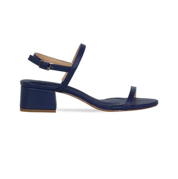 Sandália Adele NP Azul – Elegância Minimalista com Salto Bloco 4cm