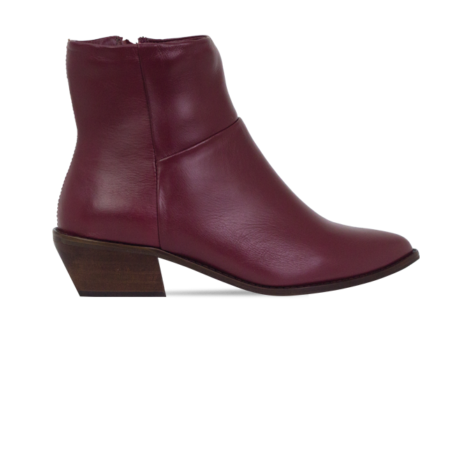 Bota Rebeca Vinho Cano Médio em Couro Premium