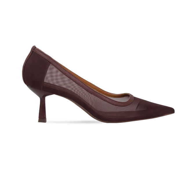 Scarpin Lauren Marrom com Tela e Salto de 6 cm nas Cores do Inverno