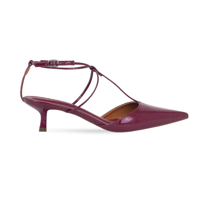 Scarpin Misty New Vinho Verniz e salto de 5cm