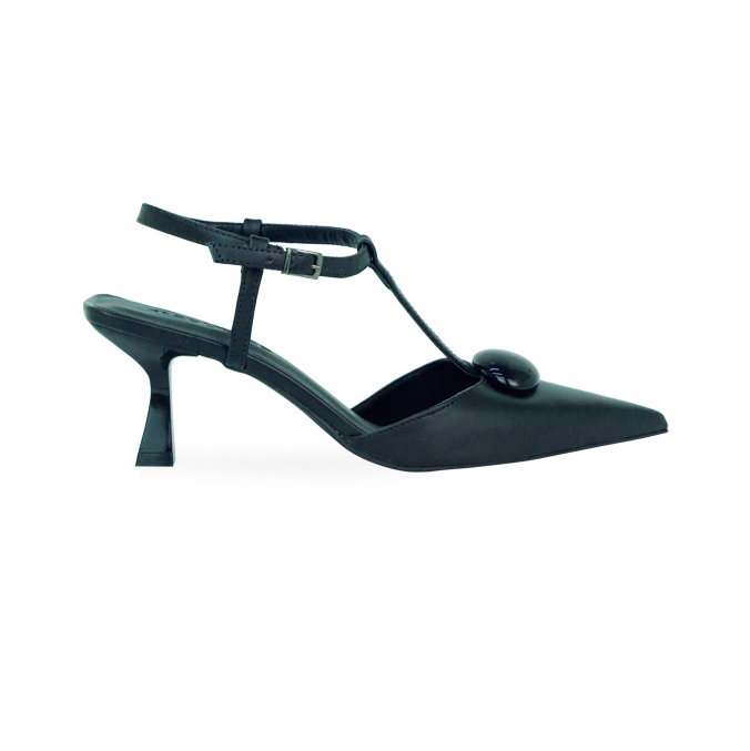 Scarpin Kiara Preto com Detalhe Monocromático