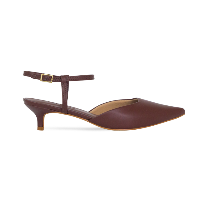 Scarpin Slingback Naura Marrom com Salto de 4cm