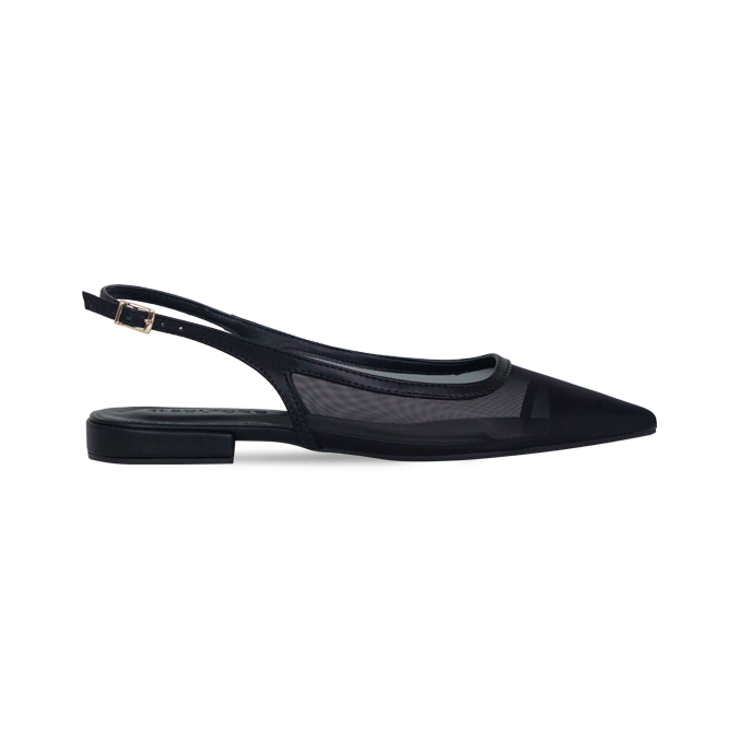 Sapatilhas Janaina Sap Preto com Tela e Salto 1,5cm
