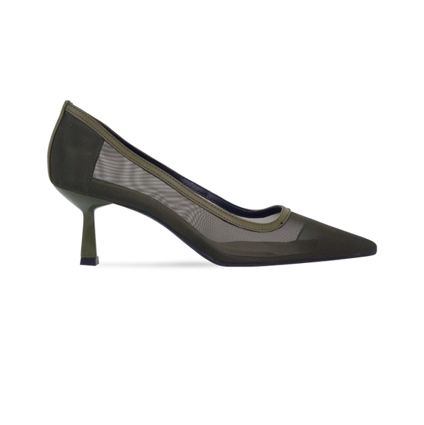 Scarpin Lauren Verde com Tela e Salto de 6 cm nas Cores do Inverno