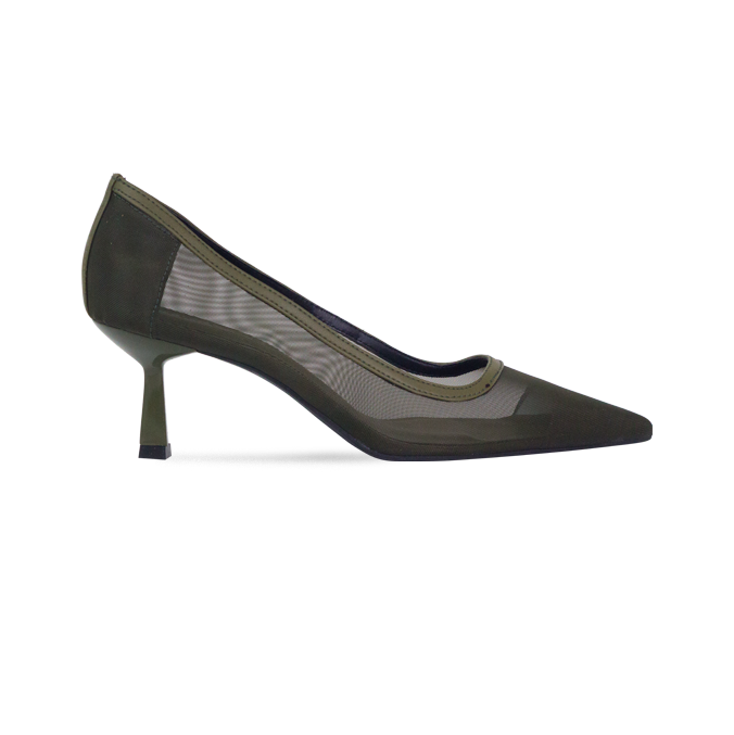 Scarpin Lauren Verde com Tela e Salto de 6 cm nas Cores do Inverno