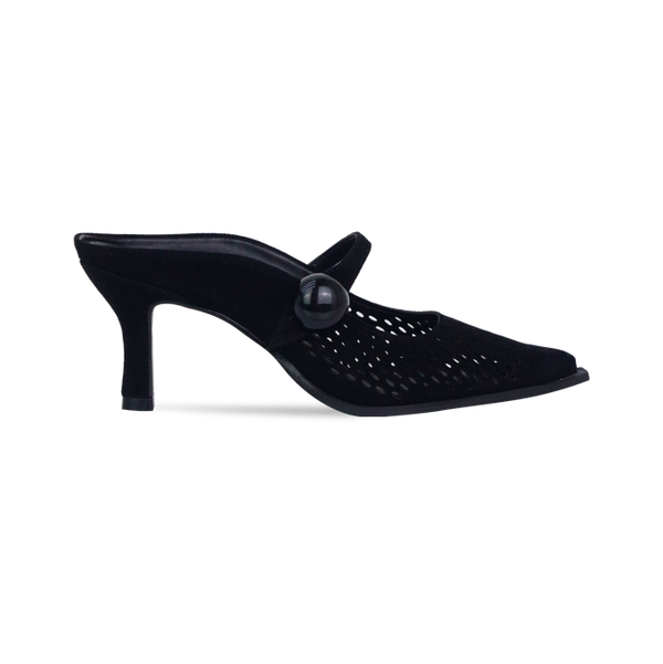 Scarpin Angel Preto com Recortes Vazados e Salto 7cm