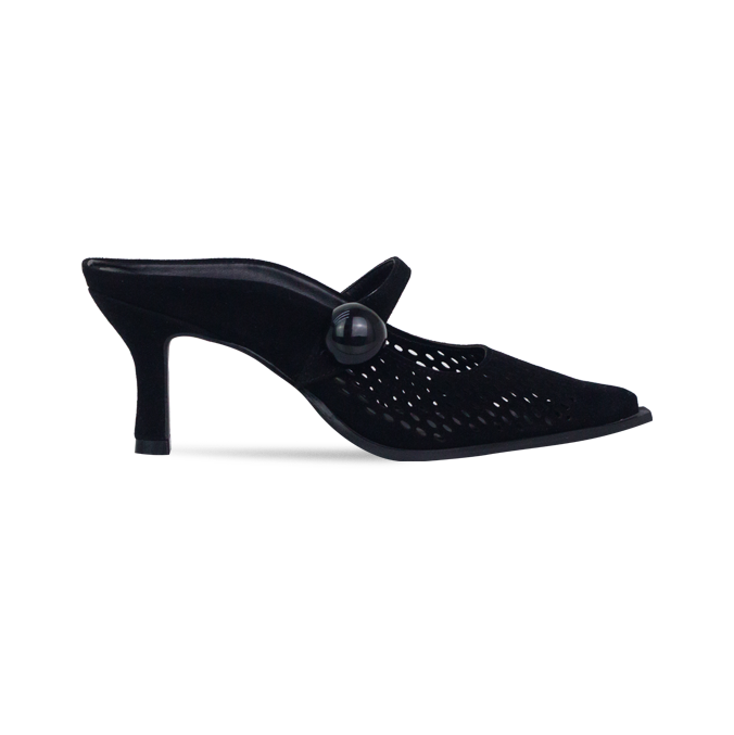 Scarpin Angel Preto com Recortes Vazados e Salto 7cm