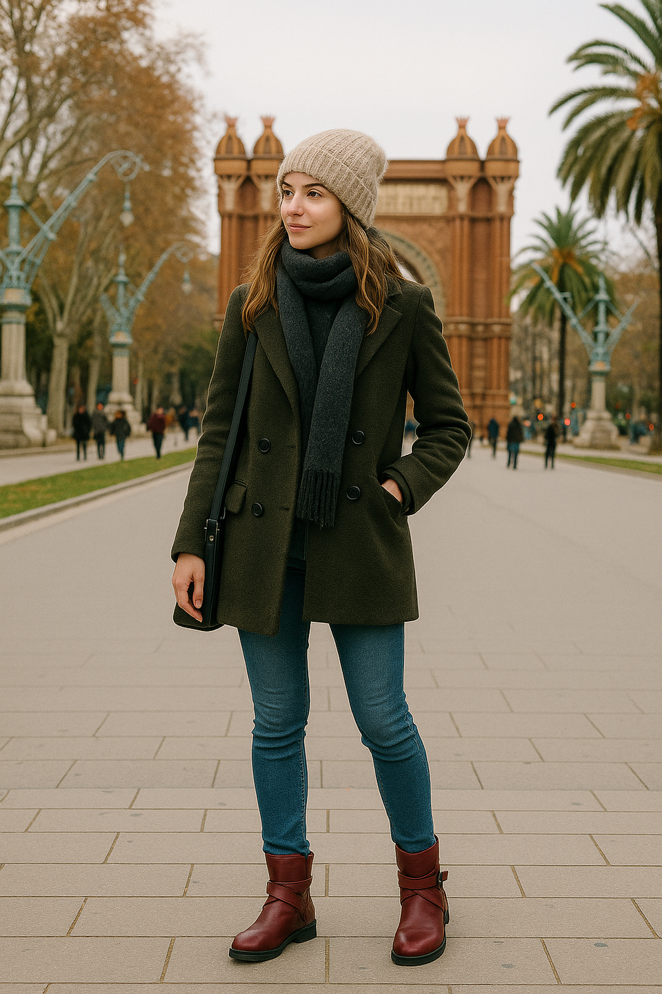 Bota Leila Vinho com fivela e solado robusto