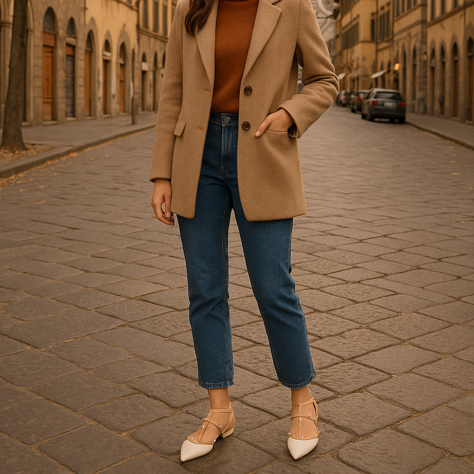 Sapatilhas Mona Flat Off White: Toque de Estilo com Pirâmides