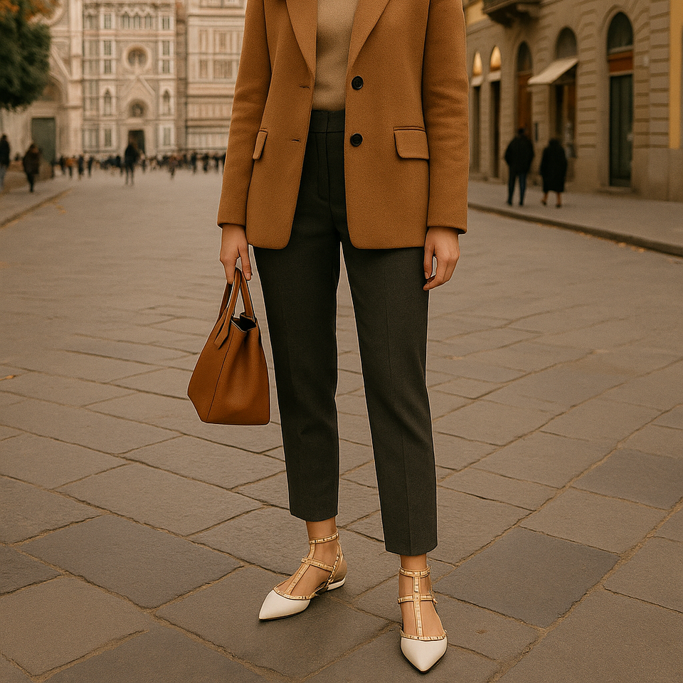 Sapatilhas Mona Flat Off White: Toque de Estilo com Pirâmides