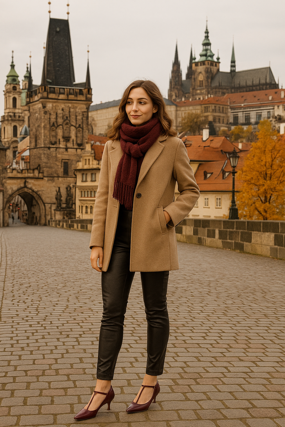 Scarpin Mia Vinho com T-Bar e Salto 5cm