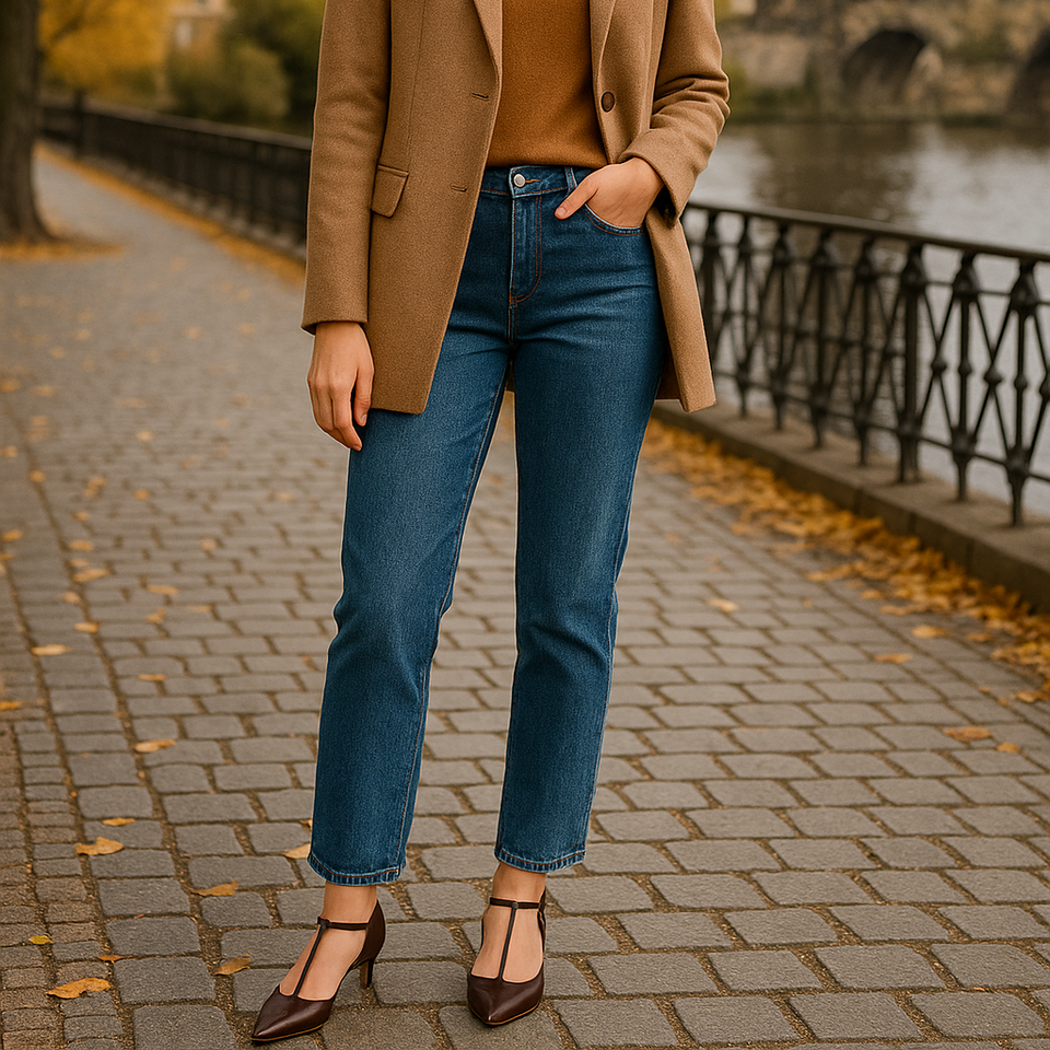 Scarpin Mia Marrom com T-Bar e Salto 5cm